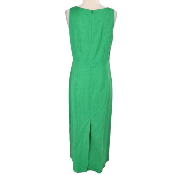 Vintage 2 Piece Linen Blend Column Maxi Dress And Floral Embroidered Jacket - Picture 9 of 10